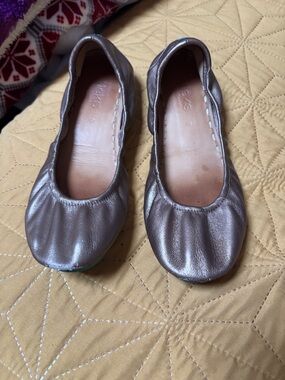 Tieks Metallic Taupe Leather Ballet Flats